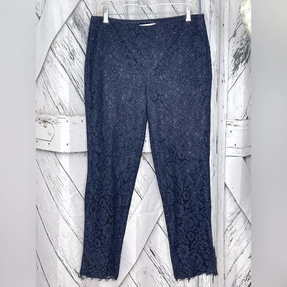 RSVP by TALBOTS PANTS FLORAL LACE NAVY Size 6